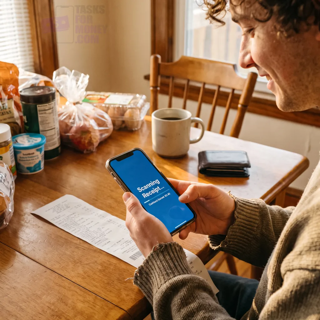 Man scanning receipt with a phone
